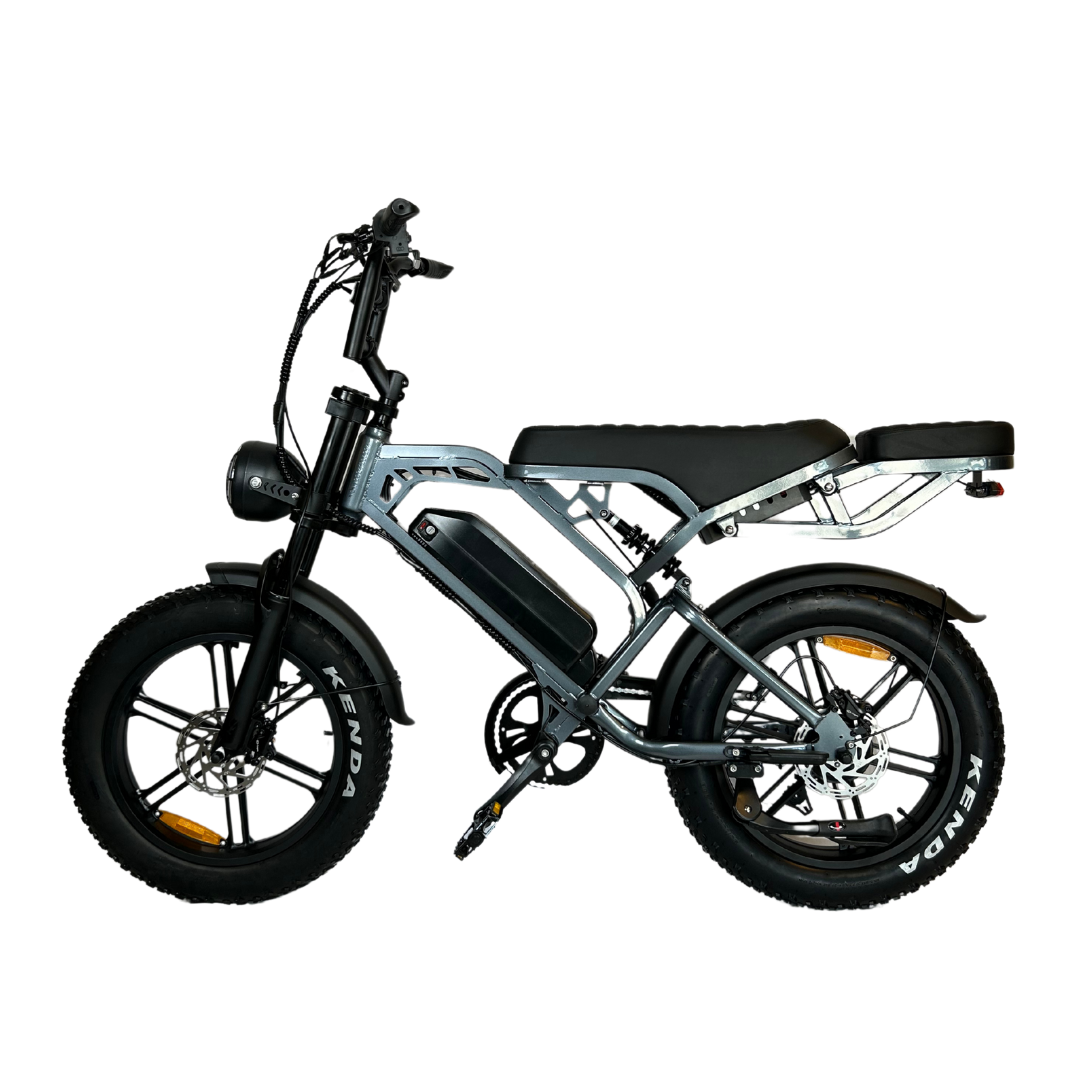 V20 PRO Fatbike 2025 Donkergrijs + achterzitje + voetsteuntjes + alarm + ART-2 kettingslot 🎁
