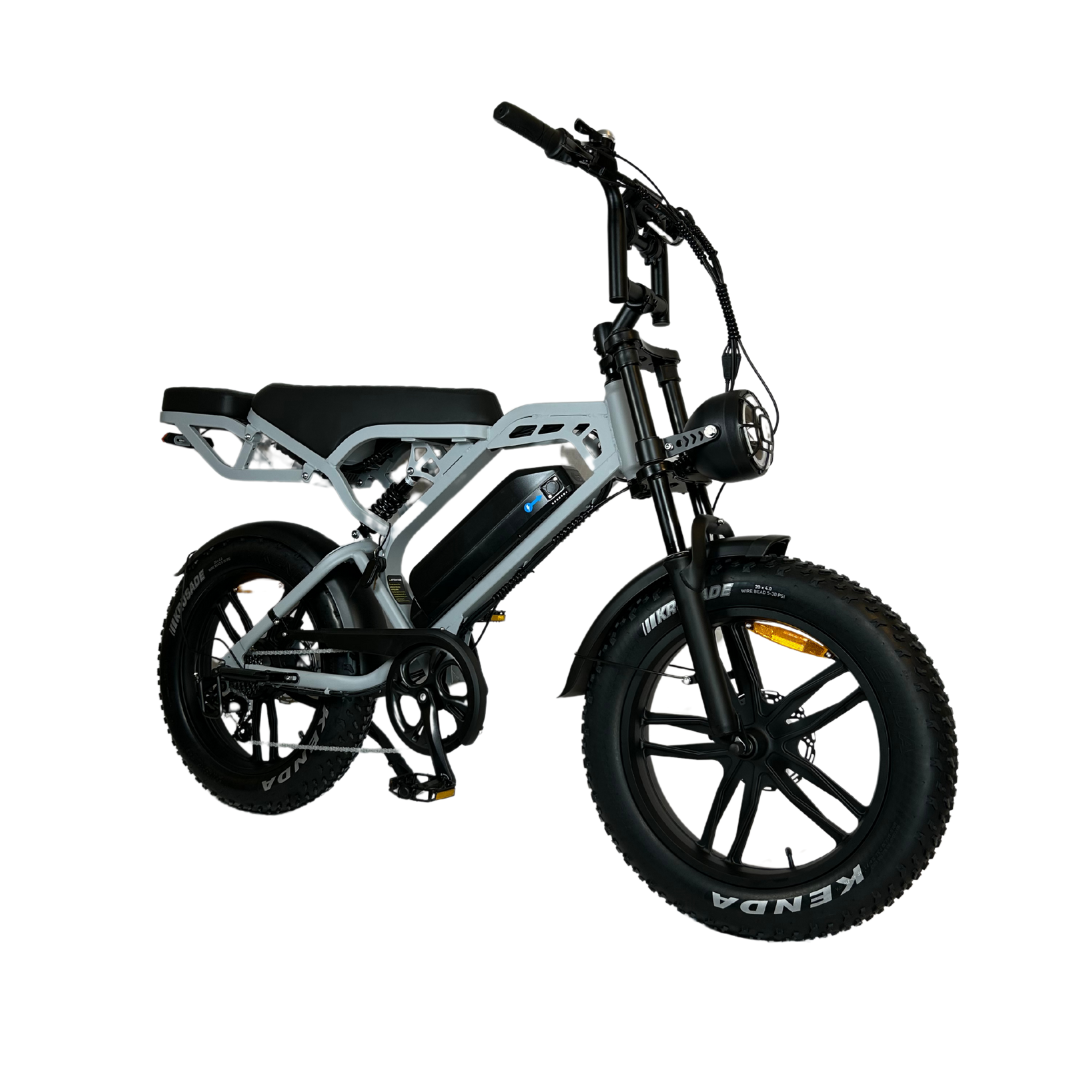 V20 PRO Fatbike 2025 Grijs + achterzitje + voetsteuntjes + alarm + ART-2 kettingslot 🎁