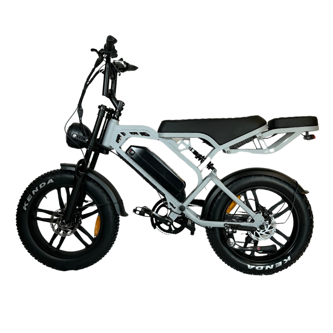V20 PRO Fatbike 2025 Grijs + achterzitje + voetsteuntjes + alarm + ART-2 kettingslot 🎁