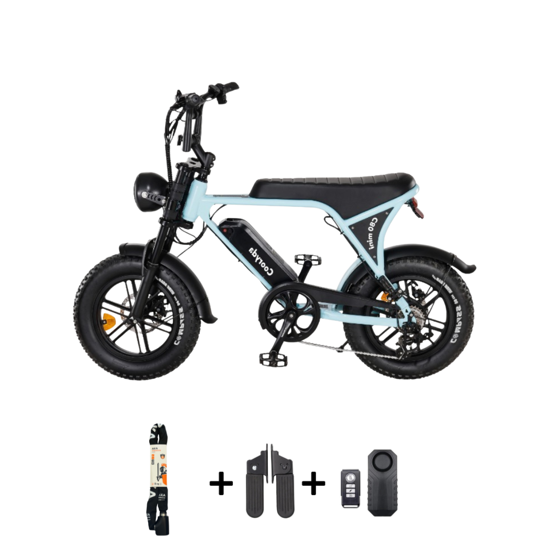 OUXI C80 mini Fatbike 2025 16inch Lichtblauw + ART-2 kettingslot 🎁