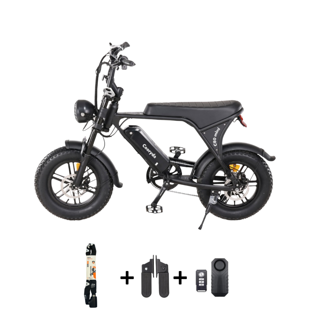 OUXI C80 mini Fatbike 2025 16inch Zwart + ART-2 kettingslot 🎁