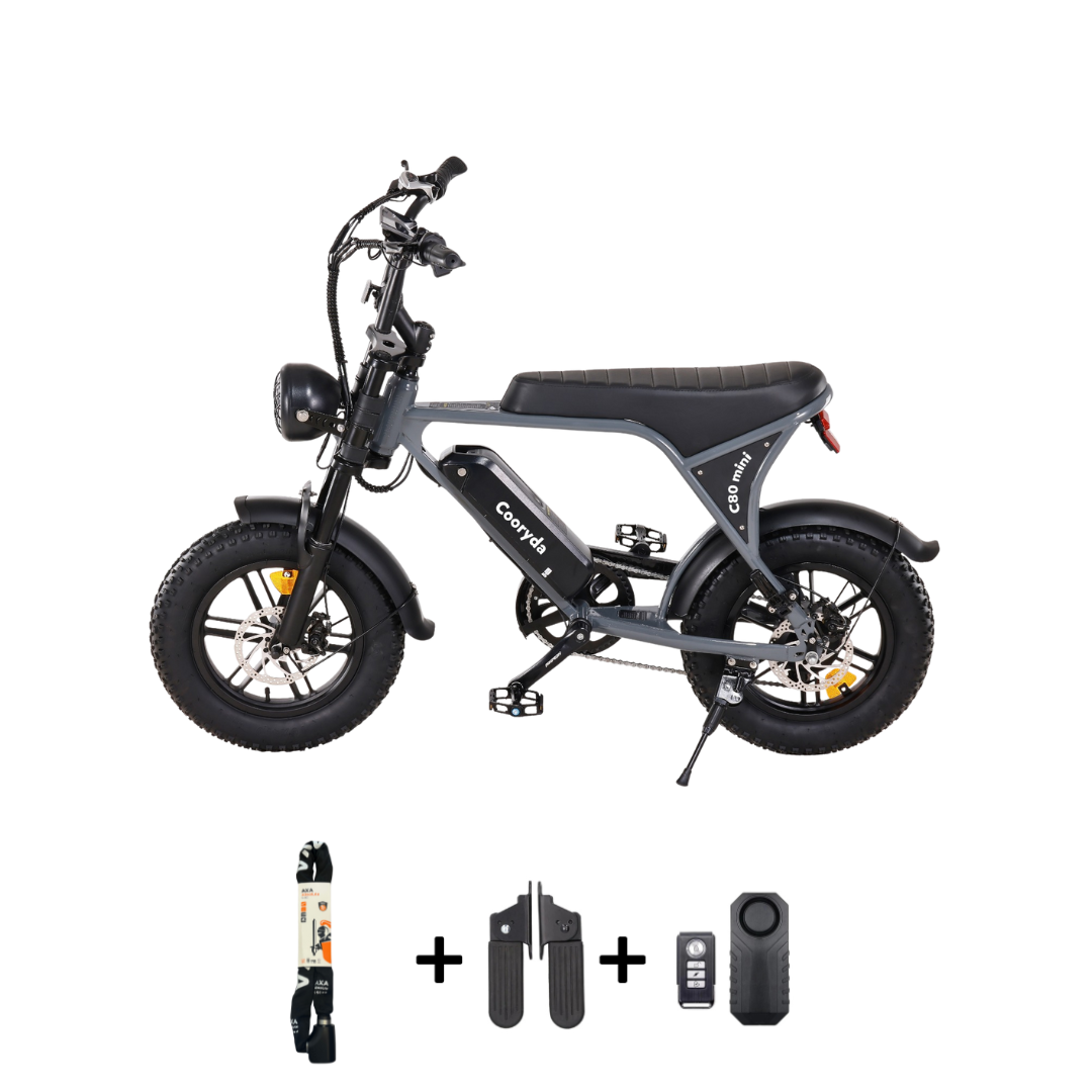 OUXI C80 mini Fatbike 2025 16inch Grijs + ART-2 kettingslot 🎁