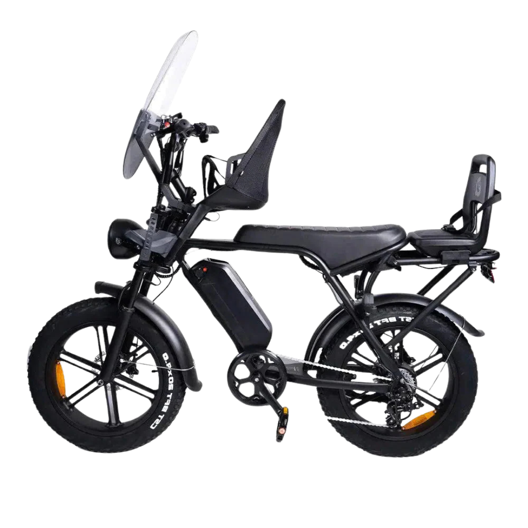 OUXI V8 4.0 (C80) Fatbike 2025 + kinderzitje achter + kinderzitje voor + voetsteuntjes + alarm + ART-2 kettingslot🎁
