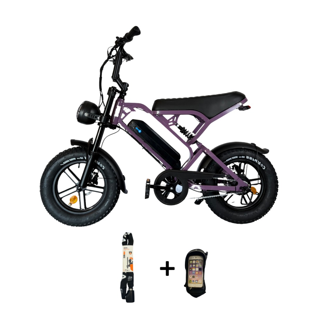 V20 mini Fatbike 2025 16inch Paars + telefoonhouder + ART-2 kettingslot 🎁