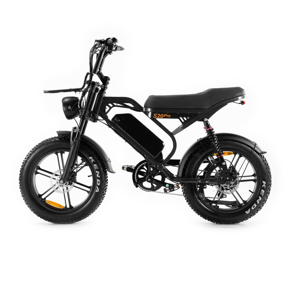 S20 PRO Fatbike Zwart 2025 + voorrekje + voetsteuntjes + alarm + ART-2 kettingslot 🎁